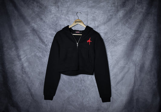 Girls Cropped Zip Up Hoodie