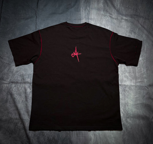 (PRE ORDER)!! BLACK & RED *DISTRESSED* T-SHIRT / PUMPCOVER