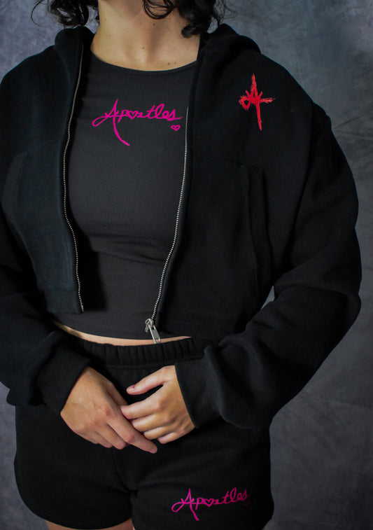 Girls Cropped Zip Up Hoodie