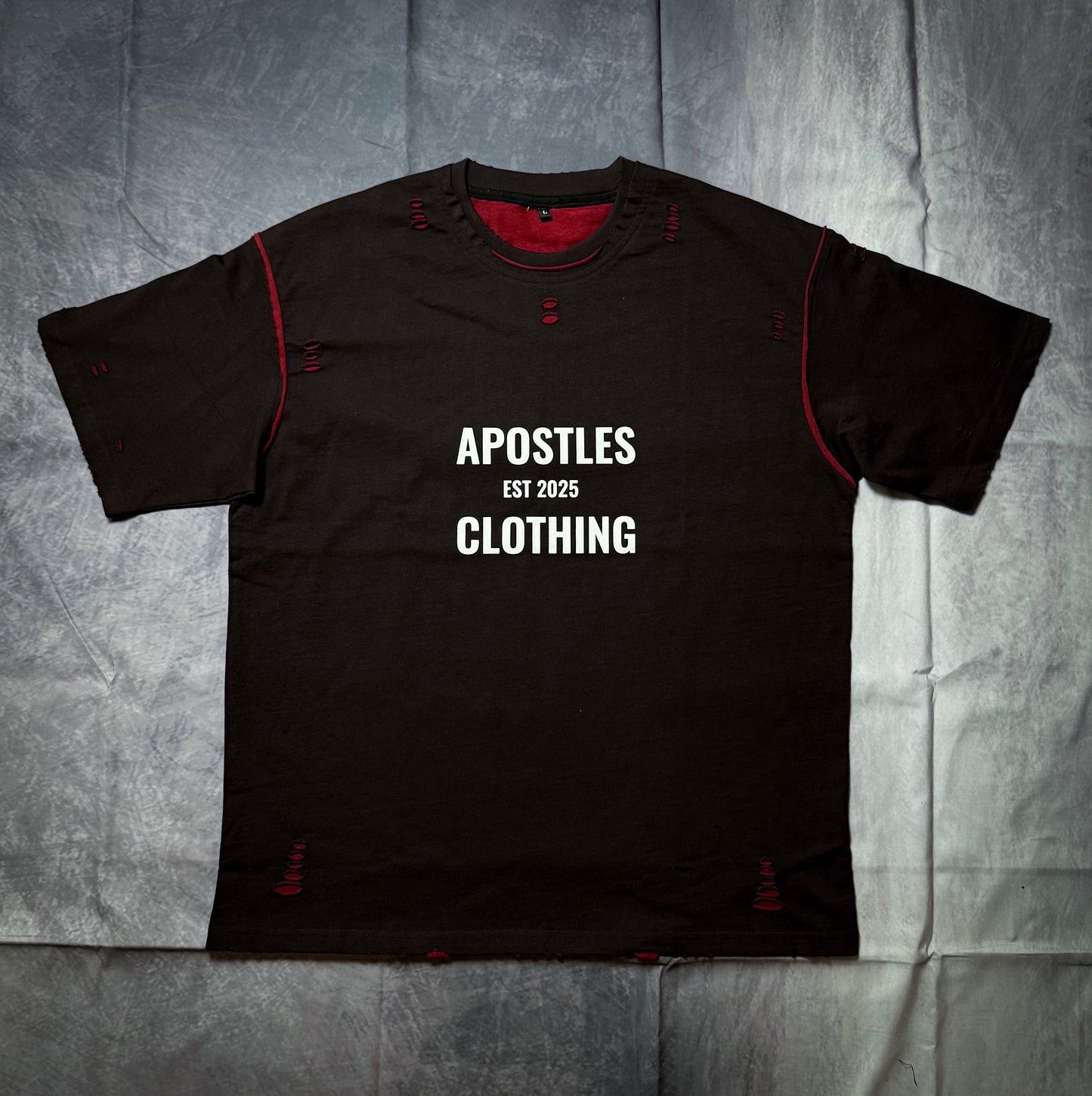 (PRE ORDER)!! BLACK & RED *DISTRESSED* T-SHIRT / PUMPCOVER
