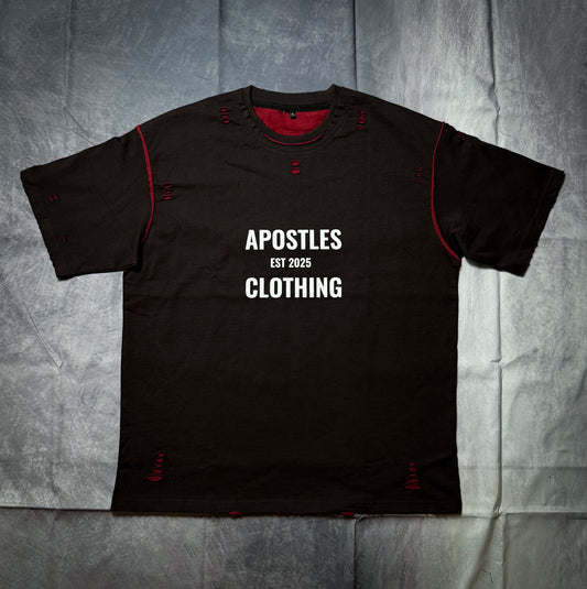 (PRE ORDER)!! BLACK & RED *DISTRESSED* T-SHIRT / PUMPCOVER